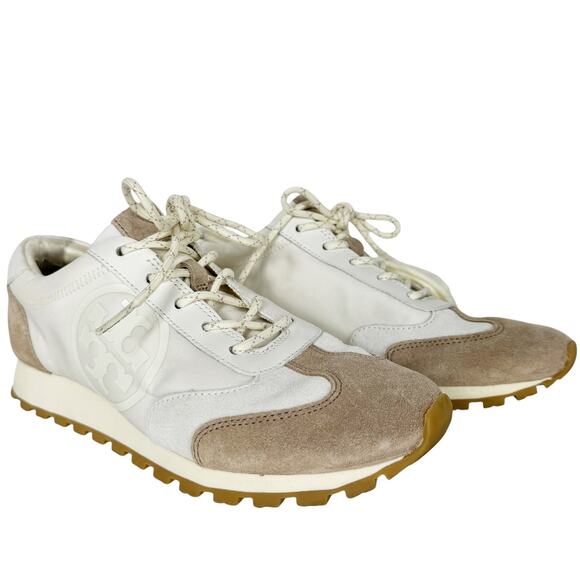 Tory Burch White and Tan Sneakers - Picture 1 of 8